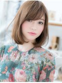 大人かわいい斜めバングくすみベージュロブh3越谷20代30代40代