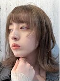 ★外ハネミディアムウルフカットアッシュオーガニックカラー