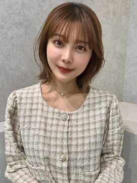 エジョン 三鷹店(Aejon) インナーカラー顔周りレイヤーボブココアブラウン大人ボブ