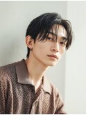 シンプル黒髪・曲がる縮毛矯正/ツーブロックマッシュショート