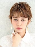 ミックスカラーの外ハネベリーショートレイヤースタイル☆