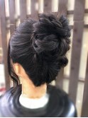 黒髪艶感編み込み☆お団子アップヘアアレンジ