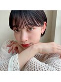 透明感暗髪×束感ショート×シースルーバング×フレンチガーリー