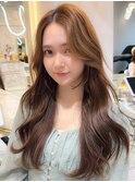 韓国風前髪×ショコラアッシュ【髪質改善/新宿/ふんわりカール】