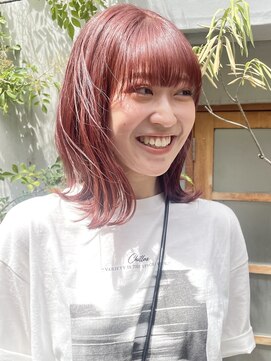 ラミエバイメルト 下北沢(lamie by melt) 毛利/夏 おすすめ ミディアム外はね  暖色カラー ピンクベージュ