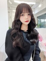 ランテルディ 渋谷(LANTERDIT)&nbsp;韓国ヘア　ダークカラー　顔周りレイヤー　前髪ぱっつん　透明感