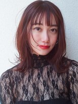 レジュアル(RESSUAL) ハッシュカットフルバングレッドブラウンこなれミディ