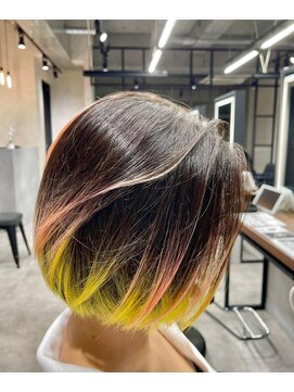 アコ(Aco) バレイヤージュ/エアタッチ/イエロー/ピンク