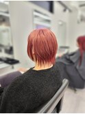 ピーチピンク　ショートヘア