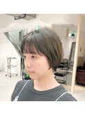 大人可愛い丸みショート×オリーブカラー　K8