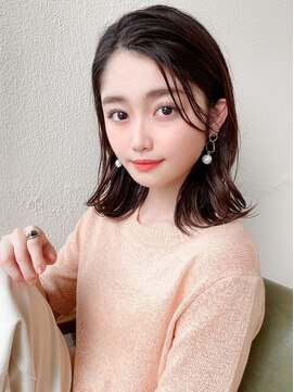 シルクレイ 吉祥寺店(Silk-lei) 顔型別ヘアスタイル前髪外ハネミディブラウンベージュ20代吉祥寺