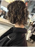 スパイラルパーマ+ハイライト