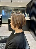 白髪ぼかしハイライトショートボブ上品ブラウンお客様ヘア☆