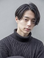 小久保styleフェザーパーマグレーブルーカラー刈り上げショート