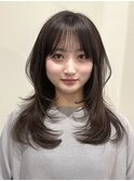 韓国風/レイヤー/小顔/前髪カット/髪質改善/グレージュ/透明感