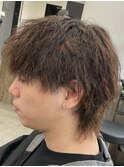 フェザーパーマ/グレーブルーカラー/刈り上げショートパンク