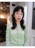 レイヤーパーマ　ニュアンスパーマ　ウルフ　クセ毛風パーマ