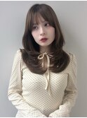 韓国ヘア/前髪カット/レイヤーカット/ベージュ/セミロング