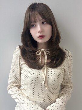 ソア 並木坂(Soa) 韓国ヘア/前髪カット/レイヤーカット/ベージュ/セミロング