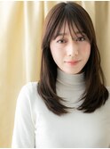 ワンカール艶感ストレート前下がりレイヤーロングY戸頭30代40代