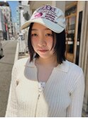 切りっぱなしボブ/顔まわりレイヤー/暗髪【神戸元町/水原】
