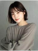 髪質改善 艶髪 外ハネボブ 20代 顔周りカット グレージュカラー
