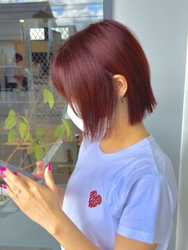 ナンバー(number+) 20代30代大人可愛い艶感ピンクレッド透明感ケアブリーチ