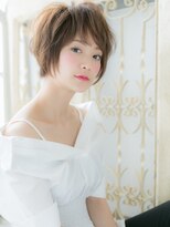 大波純一美容室パーティハン&nbsp;春カラーミルクグレージュ前下がりショートa小山20代30代40代