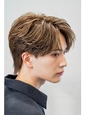 韓国ヘアニュアンスコンマバングセンターパートフェザーパーマ