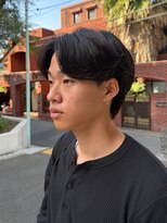 フィフス 渋谷(fifth)&nbsp;メンズセンターパートニュアンスパーマ再現性が高い毛流れ