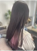 20代30代小顔ゆるふわロングインナーパープル