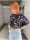 orange/ウルフカット/レイヤースタイル/ブリーチ無し