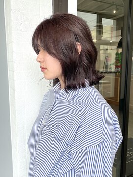 ナンバー(number+) 20代30代40代ラベンダーグレージュ透明感くびれボブ外ハネ