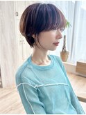 say.黒髪ボブルフネビージュ小顔ワンレン丸みショートハイライト