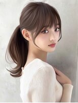 ユーフォリア 渋谷グランデ(Euphoria SHIBUYA GRANDE)&nbsp;前髪 顔周りカット ポニーテール ベージュカラー 日韓ヘア