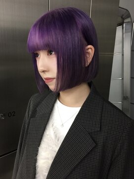 イル 天神大名店(ill) ペールパープル×パツっとボブカット