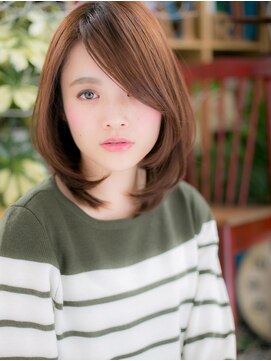 カバーヘア ブリス 上尾西口店(COVER HAIR bliss) 斜めバング艶カラー耳かけニュアンスカラーb上尾20代30代40代!