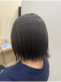 ぱつっとボブ×アッシュグレー