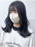 韓国風くびれヘア/大人可愛い/ネイビーブルー20代30代40代50代