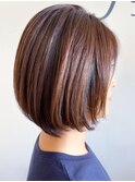 10代20代30代ハイライト前下がりショートボブナチュラルブラウン