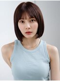 顎ラインボブシンプルストレートぱっつん前髪ストレートボブ美髪