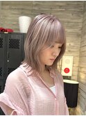 ミルクティーカラーハイトーンダブルカラーホワイトカラー前髪