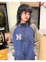 ミディアムウルフパーマ黒髪パーマスパイラルパーマ