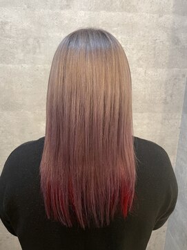 ブレイブ ヘアデザイン(BRaeVE hair design) ピンクベージュ×インナーレッド