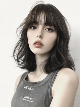 レヴ 草加店(LEV.) 前髪 アンブレラカラー こなれミディ イメチェン ウェーブパーマ