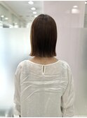 切りっぱなしボブ×艶カラー×髪質改善30代40代50代／顔まわり