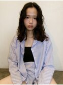 【倉畑果歩】ミディアムパーマ　前髪なし