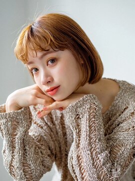 柔らか丸みボブ×ベージュブラウン