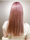 ピンクカラー×ストレートロング