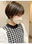 黒髪/ボブルフ/ネビージュ/小顔/ワンレン/ボブ/ショート/前髪